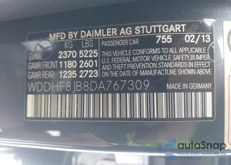 2013 Mercedes-Benz E 350 4Matic z USA, uszkodzony, nr VIN WDDHF8JB8DA767309